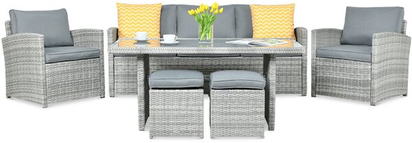 Zestaw z technorattanu BORNEO + PUFY Stone Grey