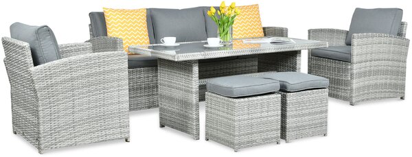 Zestaw z technorattanu BORNEO + PUFY Stone Grey