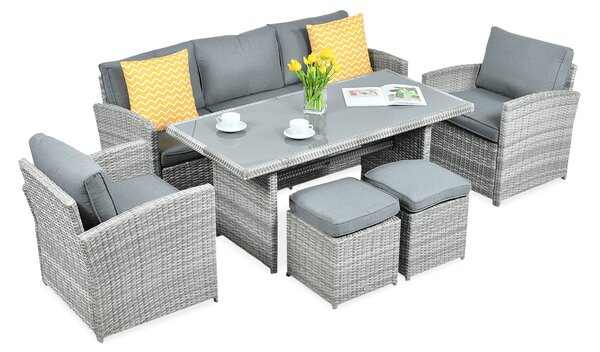 Zestaw z technorattanu BORNEO + PUFY Stone Grey