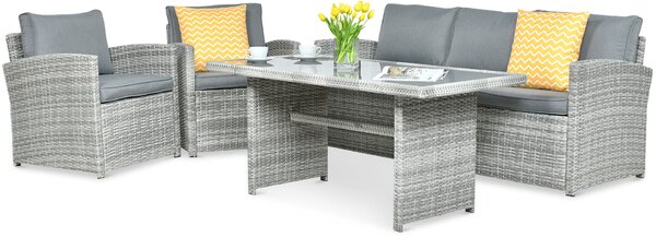 Zestaw z technorattanu BORNEO + PUFY Stone Grey