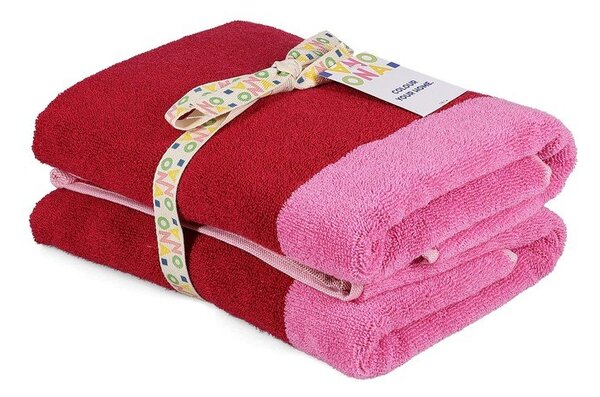 Różowe bawełniane ręczniki kąpielowe zestaw 2 szt. frotte 50x100 cm Pixie – ONA