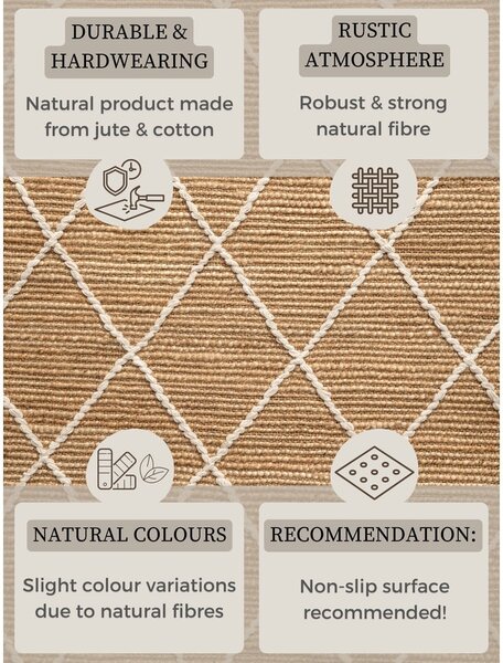 Dywan z juty tkany ręcznie w naturalnym kolorze 80x150 cm Kunu – Hanse Home