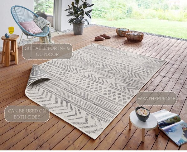 Szaro-kremowy dywan odpowiedni na zewnątrz NORTHRUGS Biri, 80x150 cm