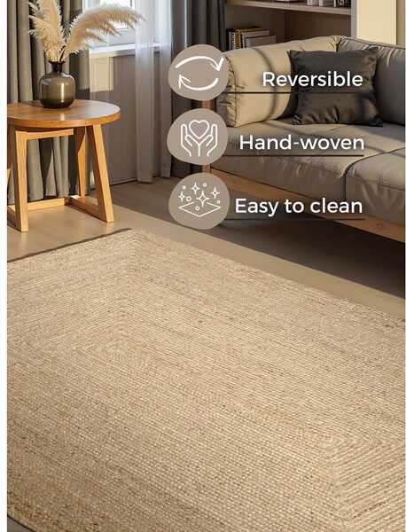 Dywan z juty dwustronny/tkany ręcznie w jasnym naturalnym kolorze 60x90 cm Juno – Hanse Home