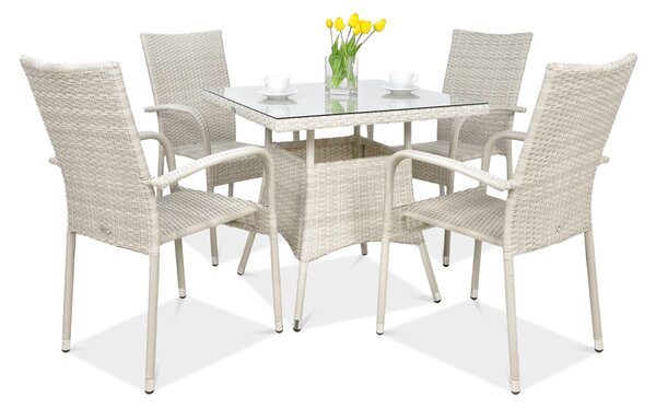 Zestaw ogrodowy technorattan FIESTA/LUGO 4+1 White