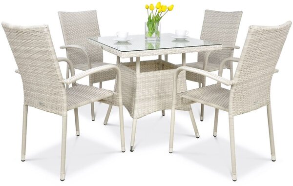 Zestaw ogrodowy technorattan FIESTA/LUGO 4+1 White