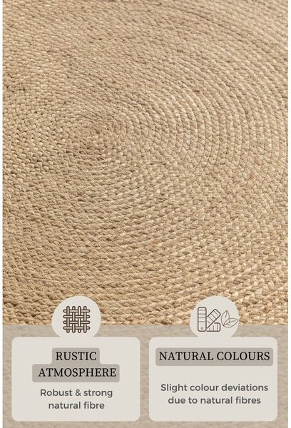 Okrągły dywan z juty dwustronny w kolorze kości słoniowej ø 140 cm Braided – Hanse Home