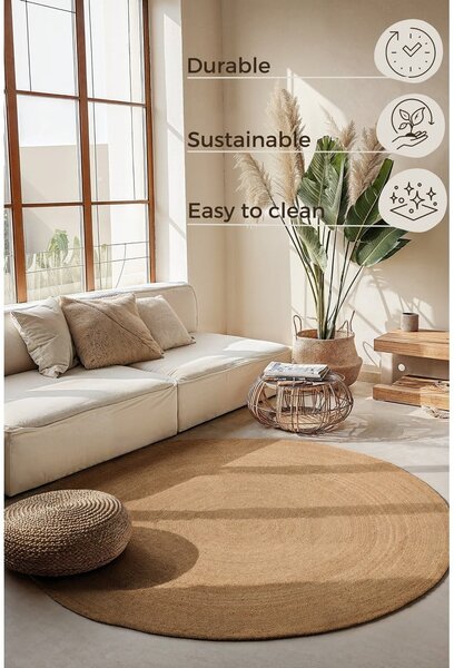 Okrągły dywan z juty dwustronny w naturalnym kolorze ø 140 cm Braided – Hanse Home
