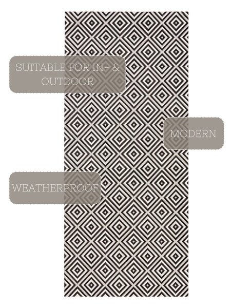 Czarno-biały chodnik odpowiedni na zewnątrz NORTHRUGS Karo, 80x200 cm