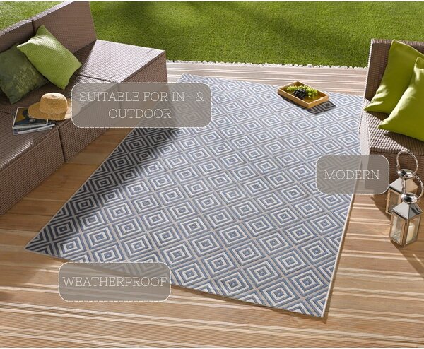 Niebieski dywan odpowiedni na zewnątrz NORTHRUGS Karo, 160x230 cm