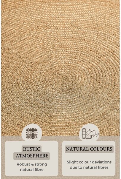 Okrągły dywan z juty dwustronny w naturalnym kolorze ø 140 cm Braided – Hanse Home