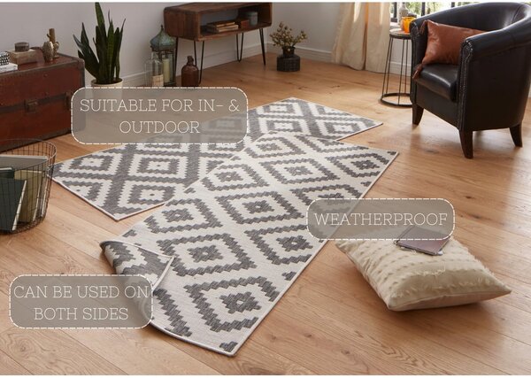 Szary chodnik dwustronny NORTHRUGS Malta, 80x345 cm