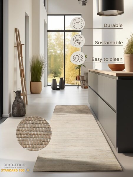 Beżowy chodnik z mieszanki juty dwustronny/tkany ręcznie 80x200 cm Handloom – Hanse Home