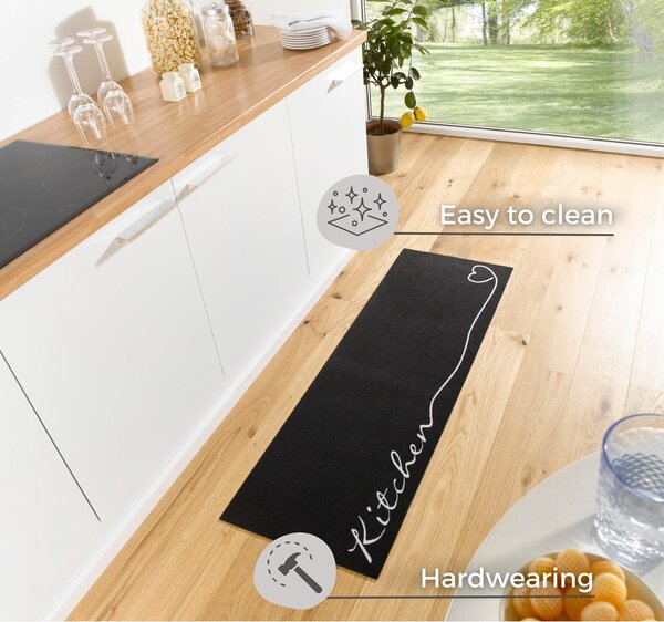 Czarny chodnik Zala Living Kitchen, 50x150 cm