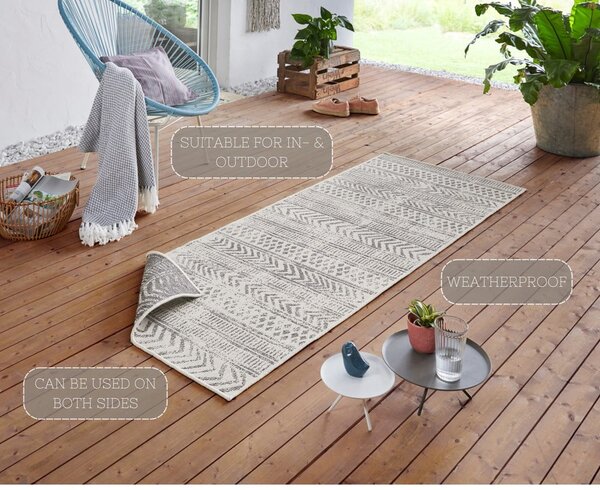 Szaro-kremowy chodnik odpowiedni na zewnątrz NORTHRUGS Biri, 80x250 cm
