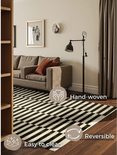 Czarno-biały wełniany dywan dwustronny tkany ręcznie 200x300 cm Donna – Hanse Home