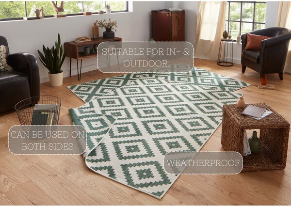 Zielono-kremowy dywan dwustronny NORTHRUGS Malta, 80x150 cm