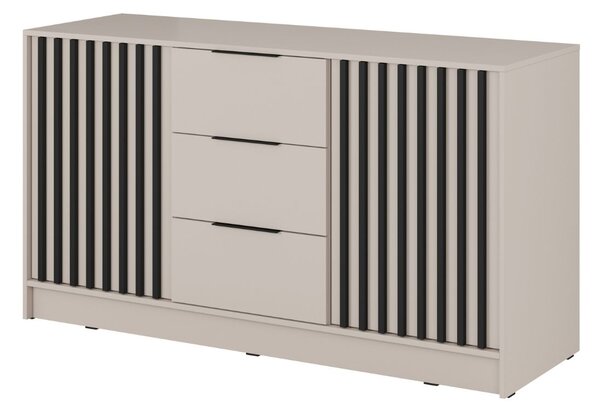 Komoda z szufladami Nelly 3D, czarne lamele, kaszmir
