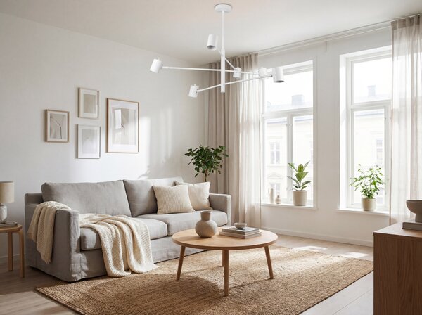 NOWOCZESNA LAMPA SUFITOWA WISZĄCA BIAŁA DORA W6