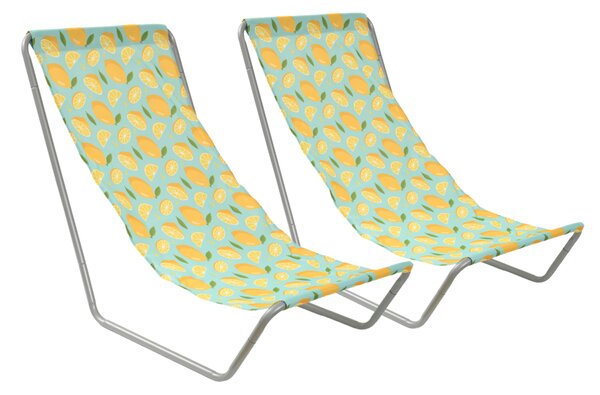 Zestaw 2 składanych leżaków plażowych SAND LEMON, kolorowe