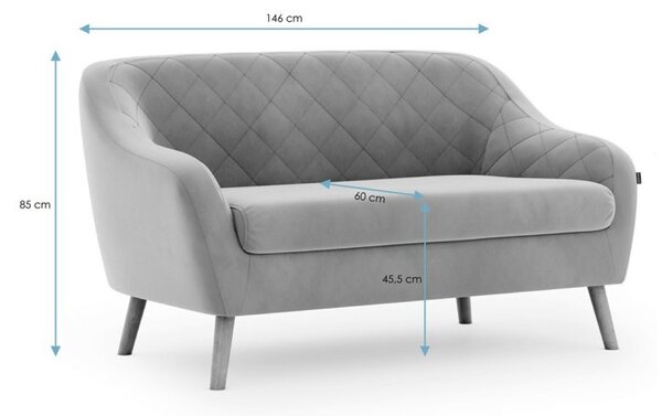 Szara 2-osobowa sofa CORANTI VELVET