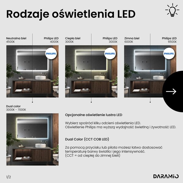 Lustro łazienkowe z oświetleniem LED F1