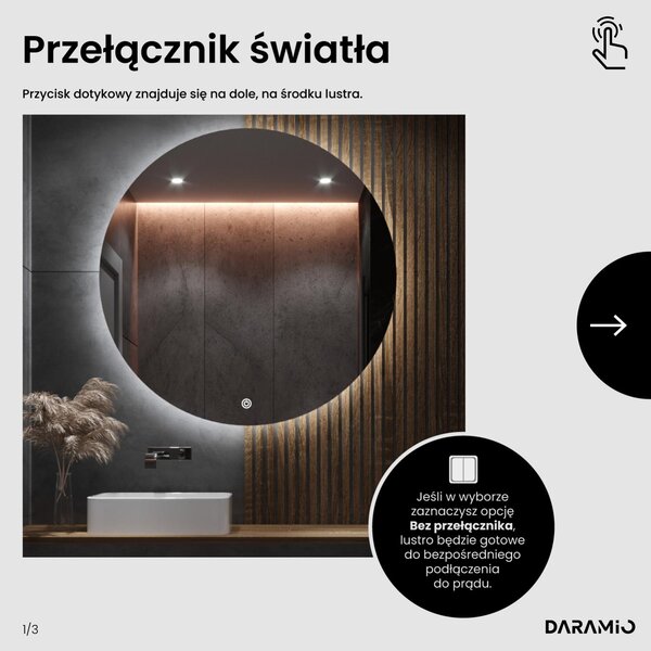Okrągłe lustro łazienkowe z oświetleniem LED E2
