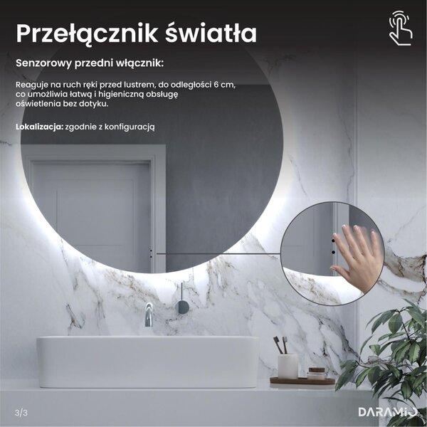 Okrągłe lustro łazienkowe z oświetleniem LED E2