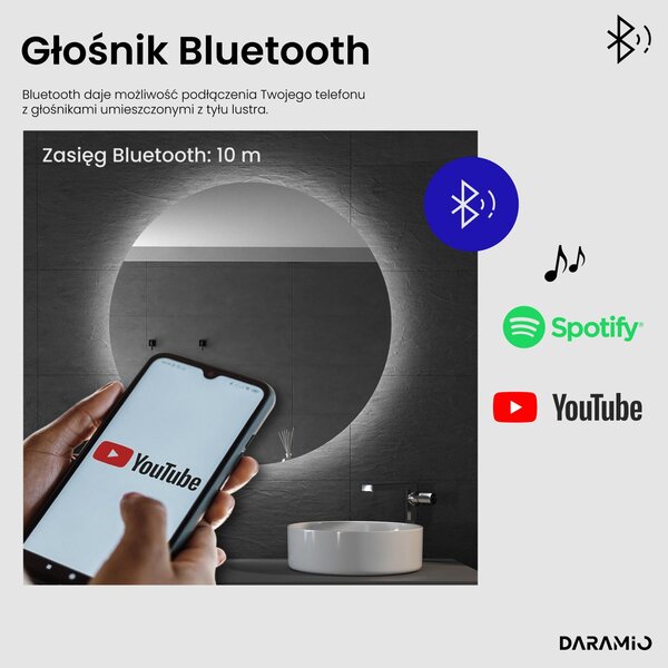 Okrągłe lustro łazienkowe z oświetleniem LED E2