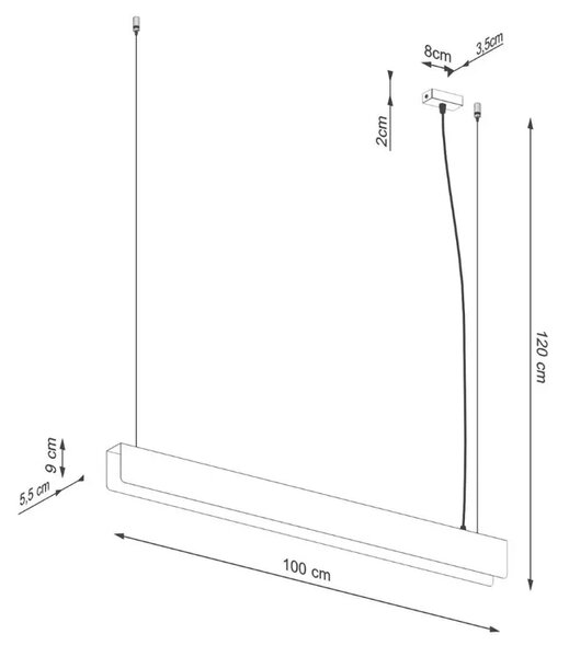 Złota lampa wisząca metalowa belka T6-E75