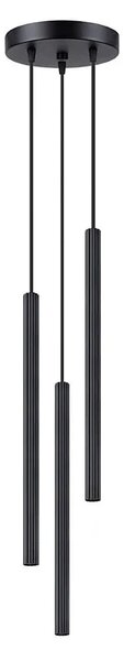 Czarna ryflowana lampa wisząca z 3 tubami - 3X A613 W0-A89