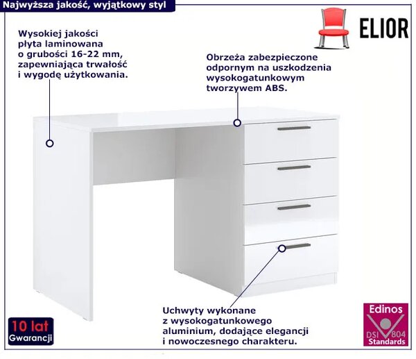 Białe skandynawskie biurko z szufladami T9-K66