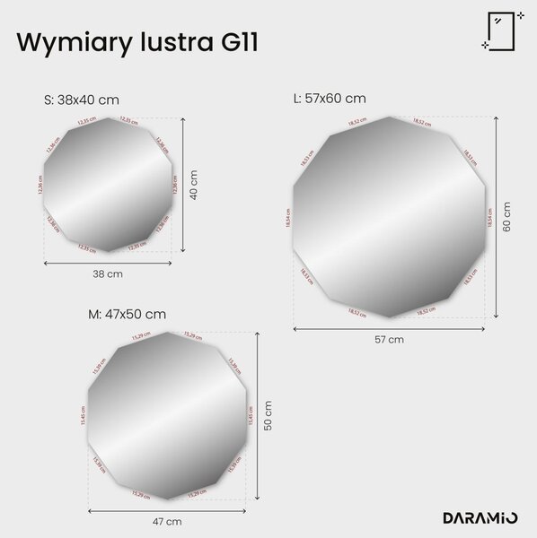 Nietypowe lustro łazienkowe z oświetleniem LED G11