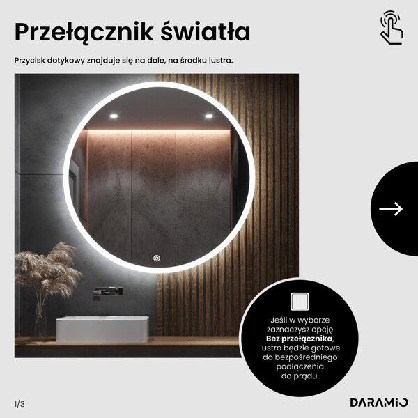 Okrągłe lustro łazienkowe z oświetleniem LED E1
