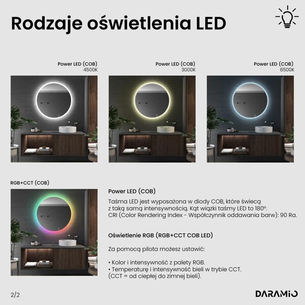 Okrągłe lustro łazienkowe z oświetleniem LED E1