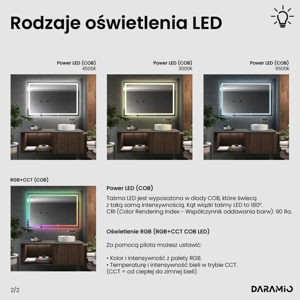 Lustro łazienkowe z oświetleniem LED F2