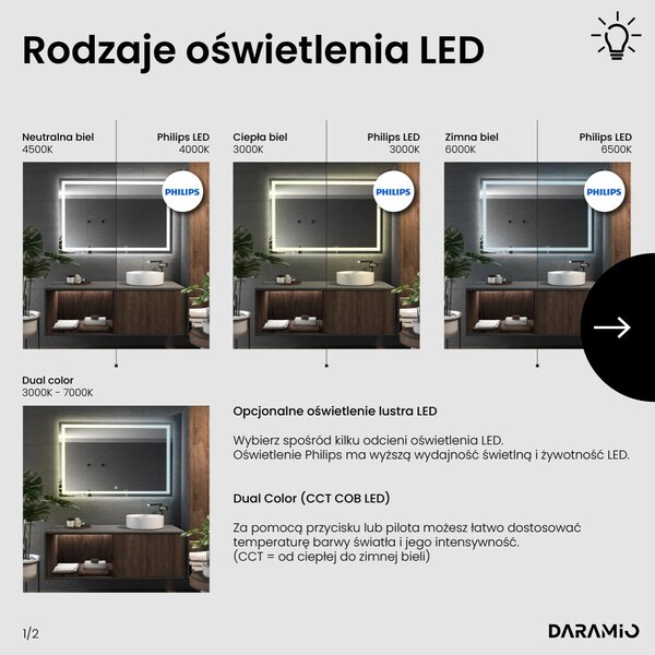 Lustro łazienkowe z oświetleniem LED F2