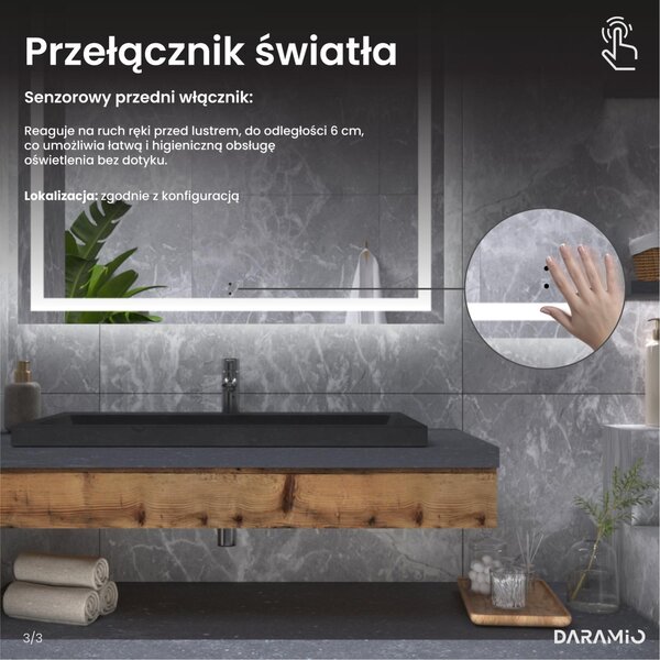 Lustro łazienkowe z oświetleniem LED F2