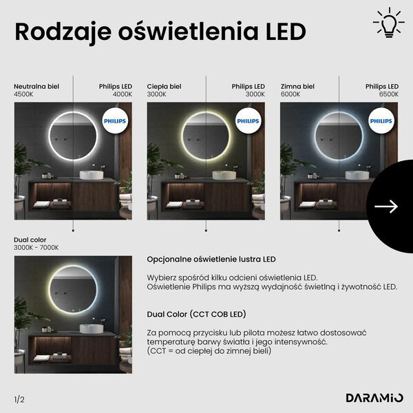 Okrągłe lustro łazienkowe z oświetleniem LED E1