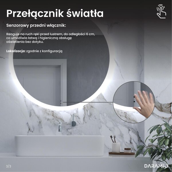 Okrągłe lustro łazienkowe z oświetleniem LED E1