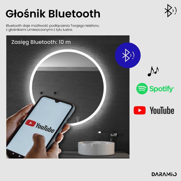 Okrągłe lustro łazienkowe z oświetleniem LED E1