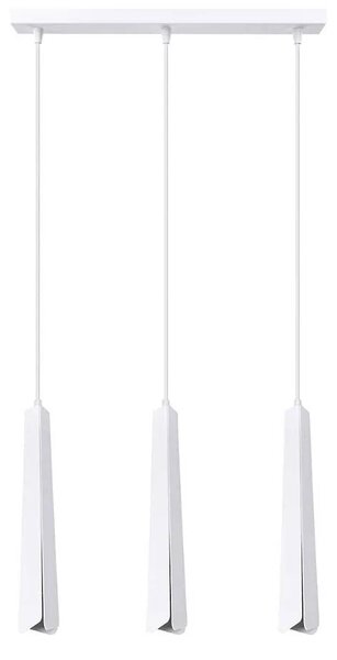 Biała lampa wisząca na listwie z 3 długimi kloszami - A611-Zana