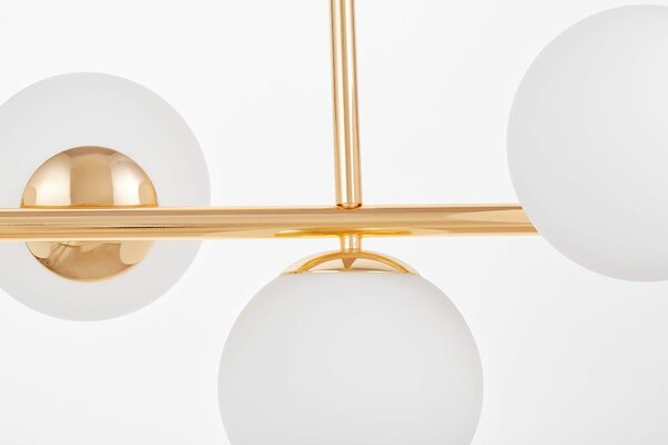 LAMPA WISZĄCA SUFITOWA NOWOCZESNA ZŁOTA BIAŁE KULE FREDICA 7