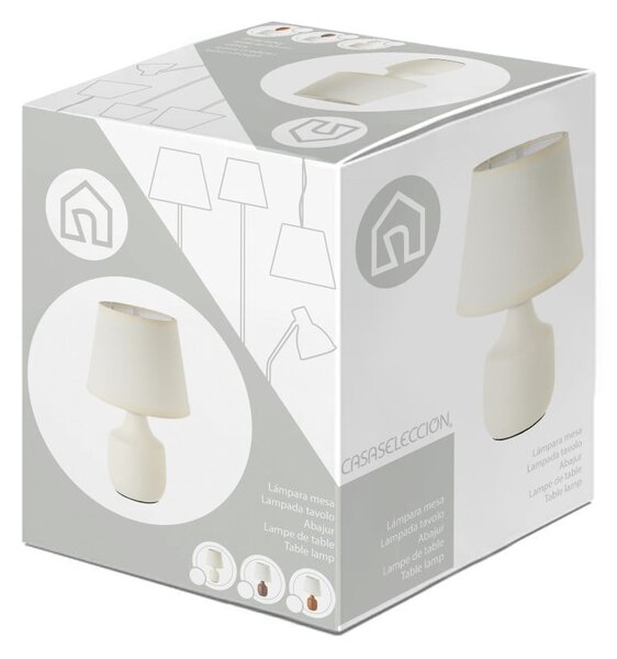 Biało-brązowa ceramiczna lampa stołowa z tekstylnym kloszem (wys. 24 cm) – Casa Selección