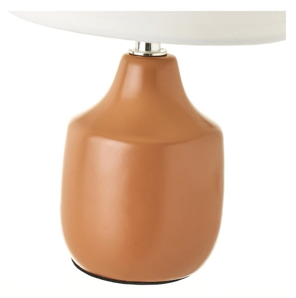 Biało-brązowa ceramiczna lampa stołowa z tekstylnym kloszem (wys. 24 cm) – Casa Selección