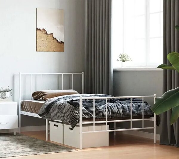 Białe metalowe łóżko pojedyncze 80x200 cm W5-K88