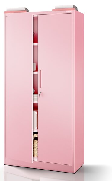 Szafa biurowa na dokumenty z 4 półkami pudrowy róż, 900x1850x400 mm: JAN Fresh Style