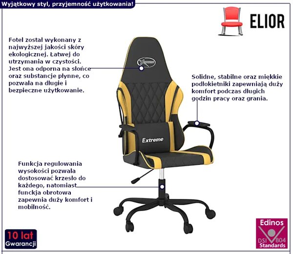 Czarno-złoty fotel gamingowy P7-D19