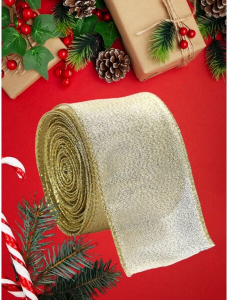 Świąteczna wstążka GOLDIE 6,3 cm x 2 m, złota