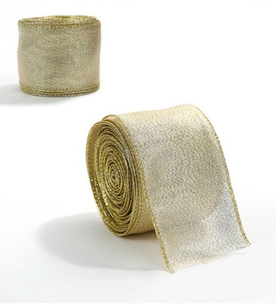 Świąteczna wstążka GOLDIE 6,3 cm x 2 m, złota